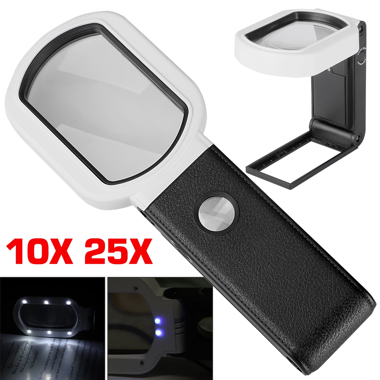 Magnifying Glass with Bright LED Light - 3X and 15X Magnification for –