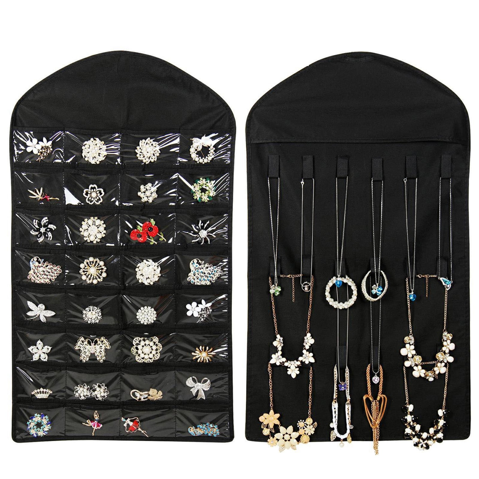 TSV Hanging Jewelry Organizer Set, Dual Sided 32 Pockets and 18 Hooks