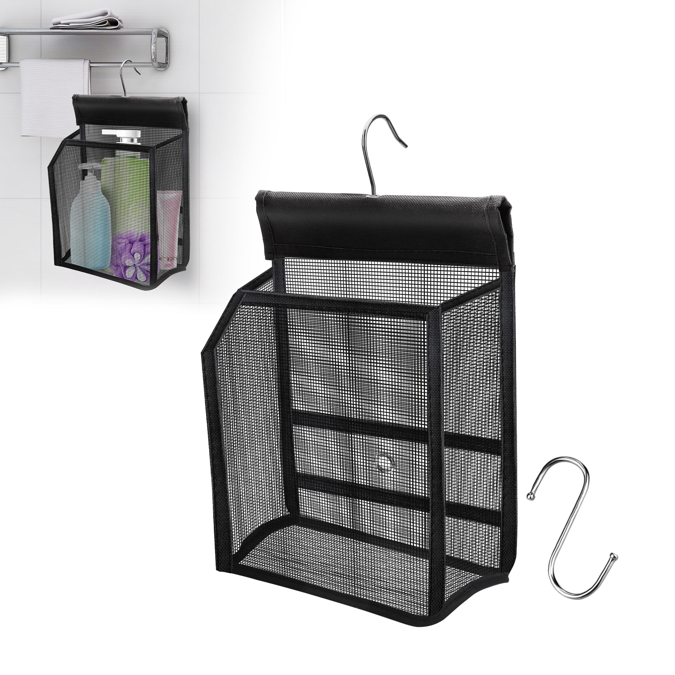 Hanging Mesh Shower Caddy With Hooks - Bathroom Organizer For Dorm, Gym, Swimming & Travel
