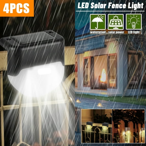 TSV 4pcs LED Solar Deck Lights Outdoor, Waterproof Solar Step Light with Light Sensor for Patio Stairs Garden Fences Pathway