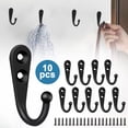thumbnail image 1 of TSV Heavy Duty Robe Hook Retro Wall Hanger Rustproof Hardware for Hanging Coat Towel Clothes, 10pcs Black, 1 of 6
