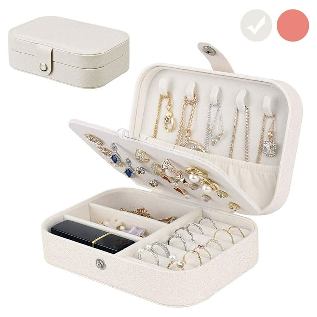 TSV Jewelry Box for Women, Double Layer Soft Travel Jewelry Organizer ...
