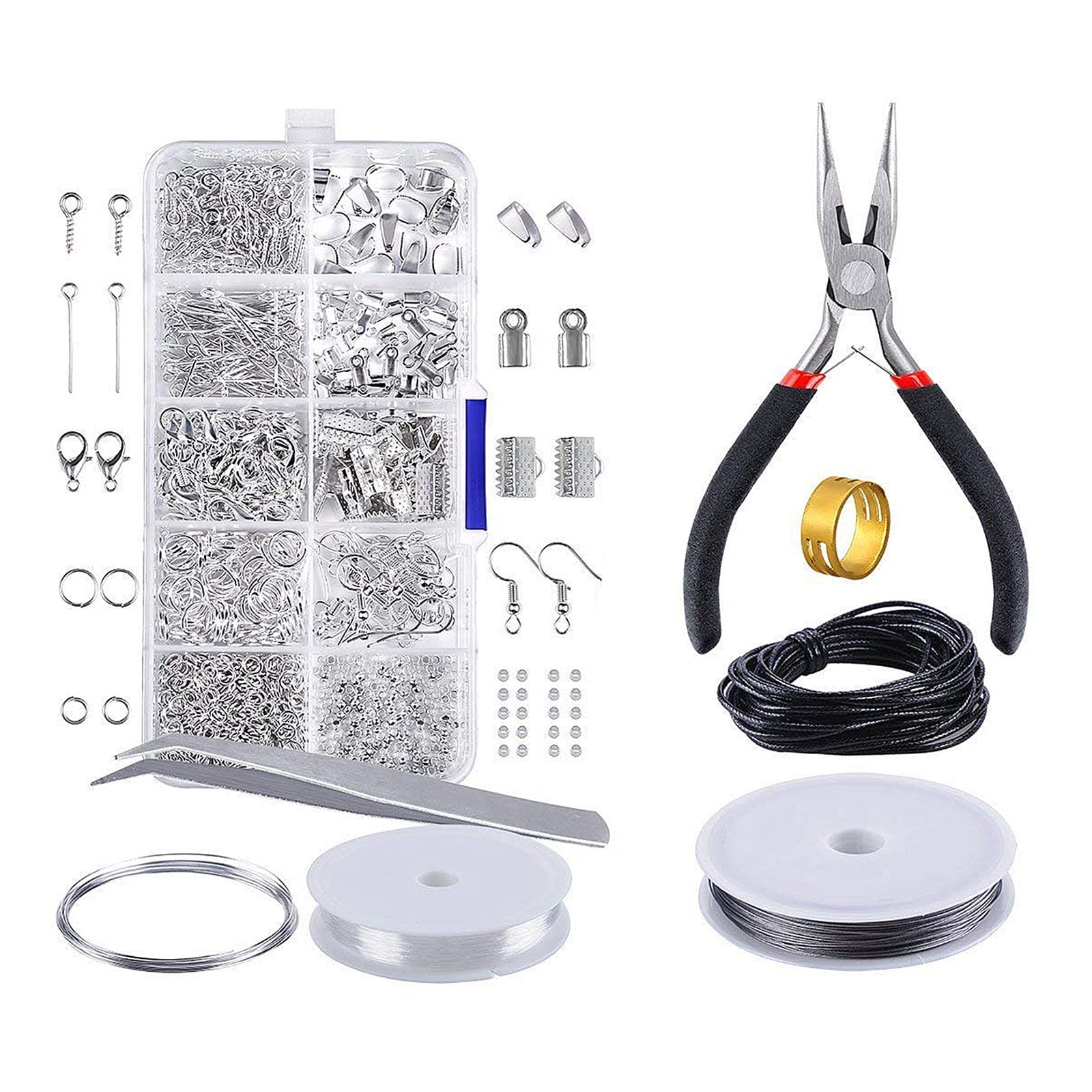974pcs Jewelry Making Supplies, EEEkit Jewelry Repair Kit, Open Jump Rings  and Lobster Clasps Jewelry Findings Kit with Jewelry Tools Pliers, Jewelry