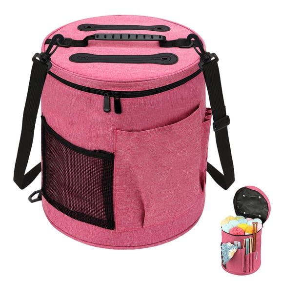 TSV Knitting Bag, Large Capacity Yarn Storage Bag, Knitting Crochet Tote Bag, Portable Crochet Organizer for Crocheting Project, Store Skein Ball, Knitting Needle, Red