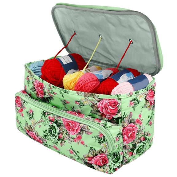 TSV Knitting Bag, Large Yarn Storage Tote, Portable Crochet Organizer Bag for Crocheting Knitter, Knitting Needles