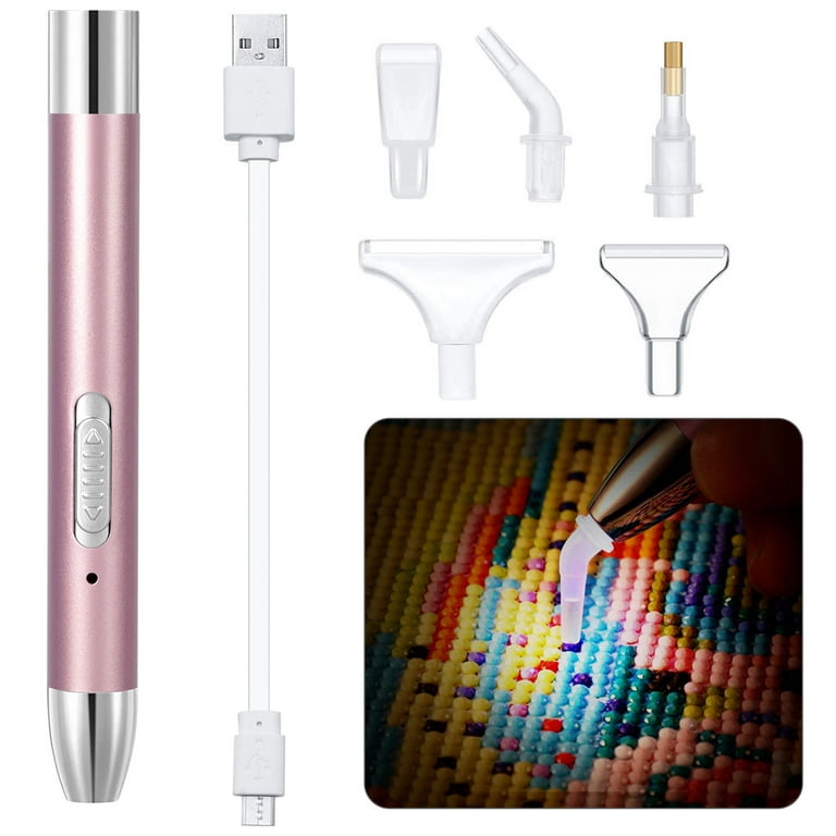 TSV LED Diamond Painting Drill Pen, 5D Diamond Painting Lighted Pen with 5  Sizes Pen Heads for Cross Stich Nail Art