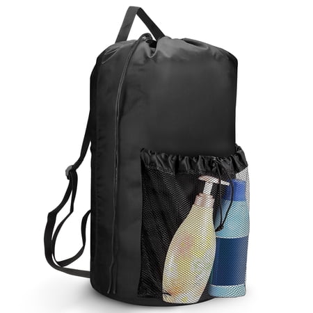 TSV Laundry Backpack Heavy Duty, Large Laundry Bag with Shoulder Straps & Mesh Pocket, Portable Clothes Hamper for College Laundromat
