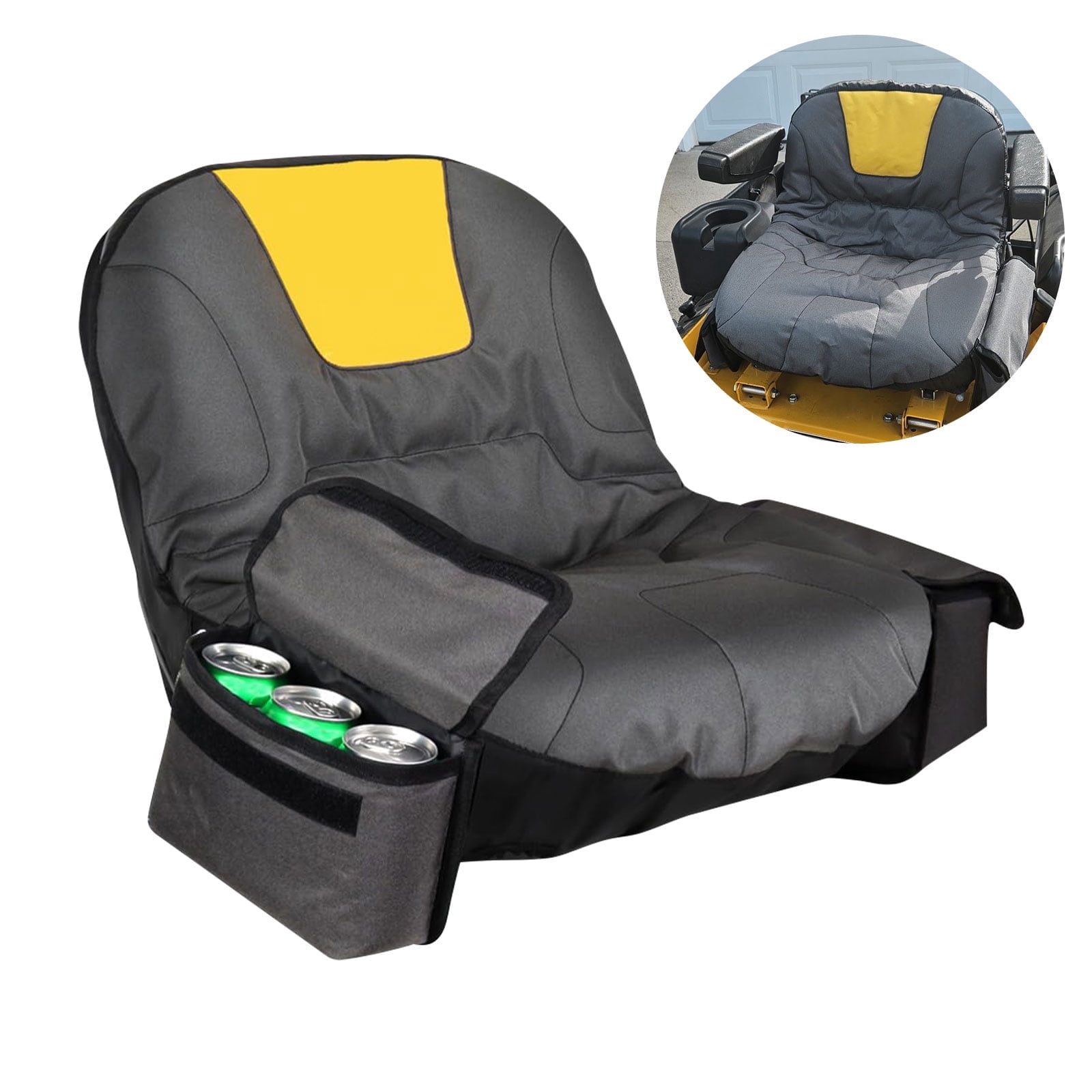 TSV Lawn Mower Seat Cover, Universal Waterproof Riding Mower Tractor Seat Cover with Pocket, Gray