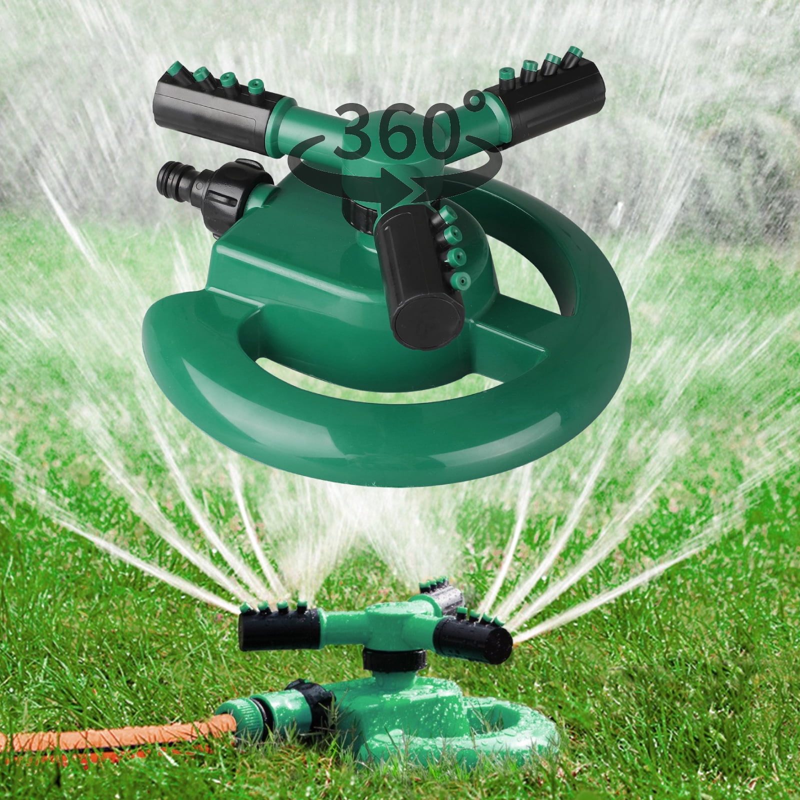 TSV Lawn Sprinkler, 360° Rotating Automatic Garden Water Sprinkler