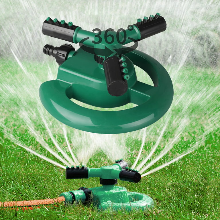 TSV Lawn Sprinkler, 360° Rotating Automatic Garden Water Sprinkler,  Irrigation System Covers up to 3600 Square Feet, Green 