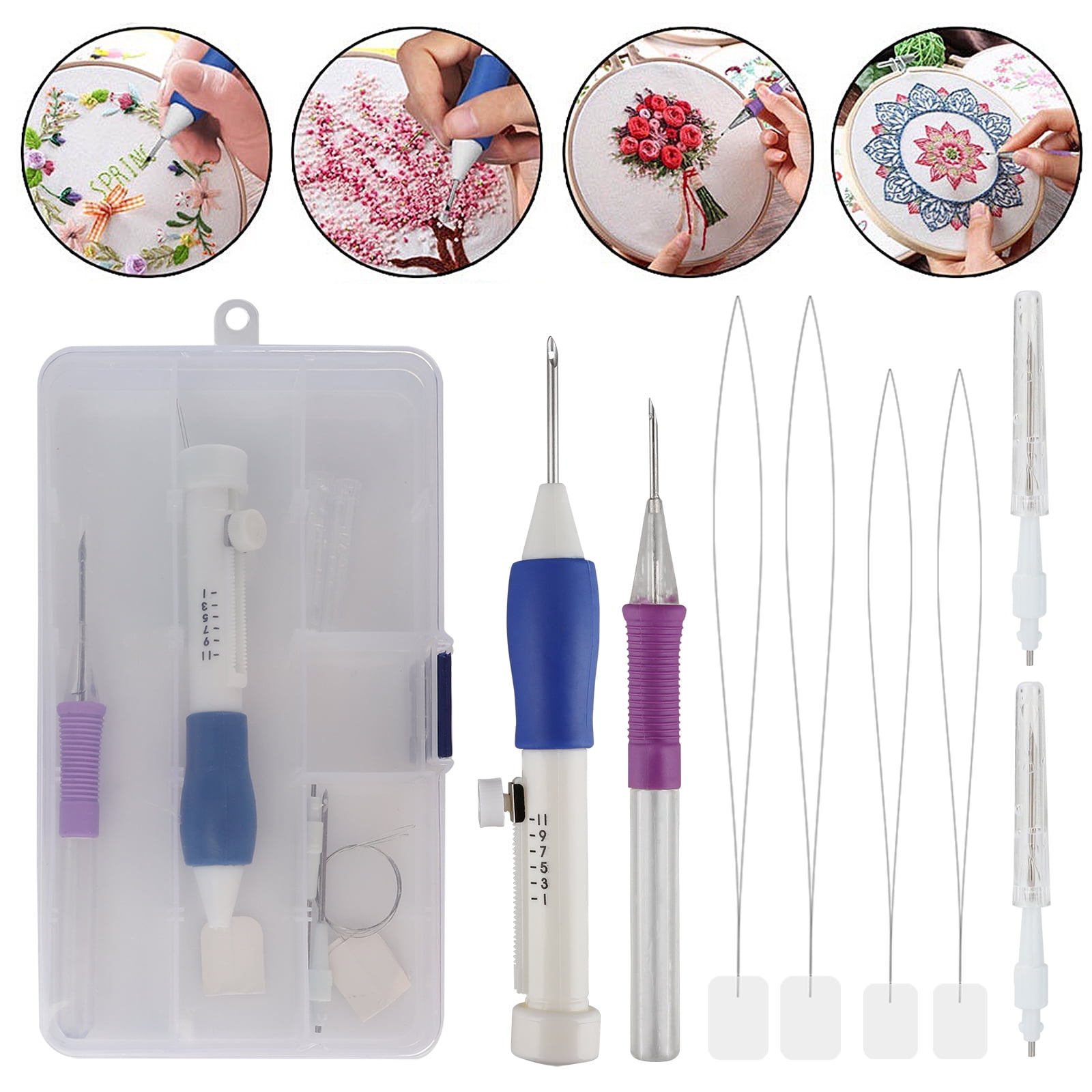 TSV Magic Embroidery Pen Kit, Embroidery Punch Needle Pen Set, with  Adjustable Embroidery Pen, Extra Punch Needle, 4 Threaders, 3 Sizes  Needles, for Home DIY Embroidery Sewing Crafts, Pillows 