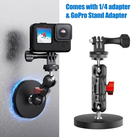 TSV Magnetic Camera Mount for GoPro, Magnetic Suction Cup Mount with 360 Rotation Ball Head Fit for GoPro Hero 13 12 11 10 9 8 7 6 5, DJI Osmo Action 5 Pro/4/3, AkASO