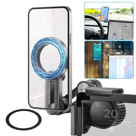 TSV Magnetic Car Phone Holder Fit for Tesla Model Y/3/Cybertruck Screen, MagSafe Phone Holder Mount, Fit for iPhone & Android