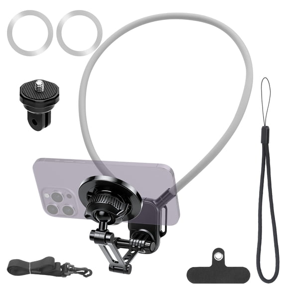 TSV Magnetic Neck Mount for Phones, Hands Free POV/Vlog Neck Phone Holder, Camera Phone Chest Neck Holder Fit for iPhone 17 16 15 14 13 Android GoPro Insta360