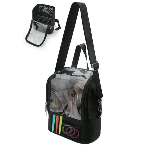 TSV Makeup Brush Case, Professional Travel Stand-up Makeup Cosmetic Bag with Adjustable Divider, Black