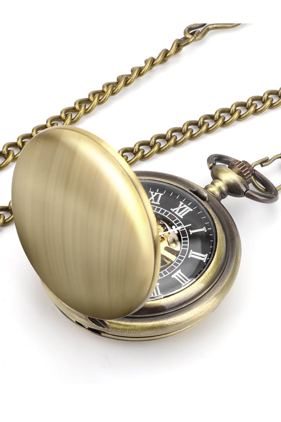 Men's Mechanical Retro Pocket Watch, Classic Mechanical Movement Pocket Watch with Chain