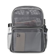 TSV Mesh Backpack with Pockets, See Through Daypack with Padded Straps for Adults, Grey