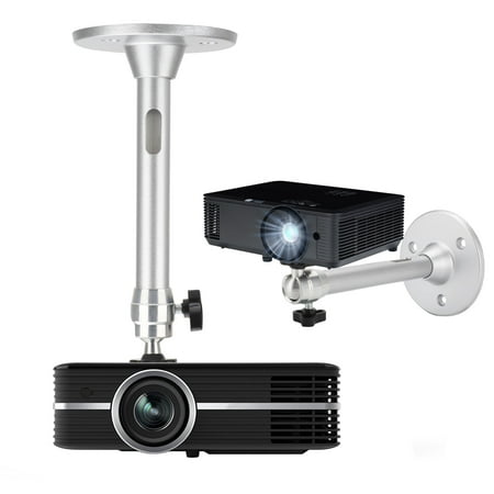 TSV Mini Ceiling Projector Mount - for Projectors DVR Cameras - Angle Adjustable Projection - Length 180mm / 7.0in, Silver / Black