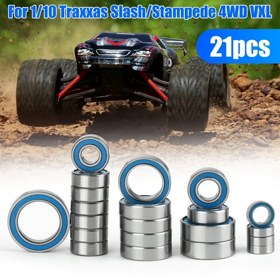 TSV 21pcs RC Metal Ball Bearings with Rubber Ring Axle Bearing Set Fit for 1/10 Traxxas Slash/Stampede 4WD 4X4 VXL