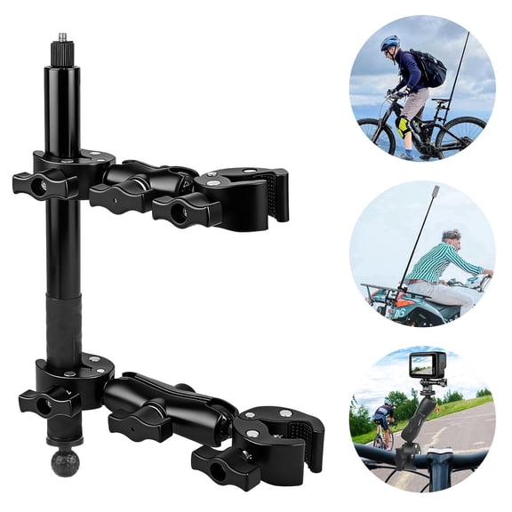 TSV Motorcycle Camera Mount Fit for Insta 360 X5 X4 X3, Bike Handlebar Clamp Mounts with 47.2" Invisible Selfie Stick Fit for DJI OSMO 360, GoPro MAX 2 Camera