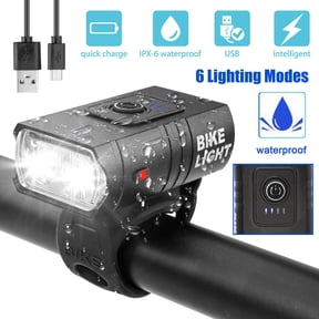 TSV Mountain Bike Lights Night Riding, Rechargeable MTB Dual Light Waterproof Aluminum Housing, 360 Turned Handlebar Mount USB Rechargeable Front Back Bicycle Lamp Set for Road Commuting