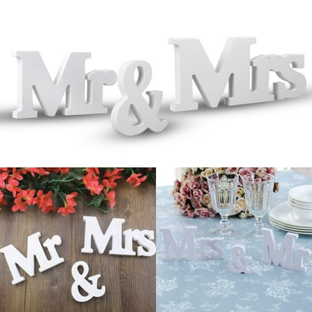TSV Mr & Mrs Sign Wedding Sweetheart Table Decorations, Mr & Mrs Letters Decorative Letters for Wedding Photo Props Party Banner Decoration Wedding Shower Gift (White)