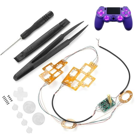 TSV Multi-Colors Luminated D-Pad Thumbsticks Face Buttons LED Kit Fit for PS4 Controller, 7 Colors 9 Modes Replacement Button Control DTF LED Kit for PS4, PS4 Pro, PS4 Slim Controller