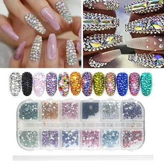 Nail Diamonds Set, EEEkit Multi Shape Glass Crystal AB Nail Jewels