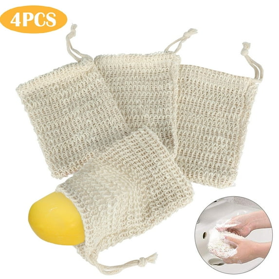 TSV Natural Soap Bags, Durable Soap Saver Pouch, Bath Mesh Net Bags for Foaming, Lathering, Drying Soaps with Drawstring Design, Line Soap Bag Holders Fit for Most Soaps, Yellow