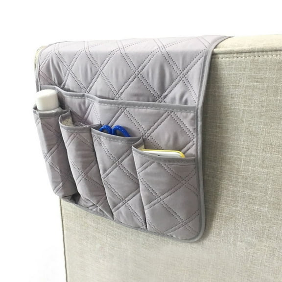TSV Non-Slip Sofa Chair Armrest Organizer, Double Sided Waterproof Armrest Storage Holder with 5 Pockets, Armchair Caddy for Smart Phone, Books, Magazines, iPad, TV Remote Control, 35x13 inch