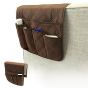 TSV Non-Slip Sofa Chair Armrest Organizer, Double Sided Waterproof Armrest Storage Holder with 5 Pockets, Armchair Caddy for Smart Phone, Books, Magazines, iPad, TV Remote Control, 35x13 inch