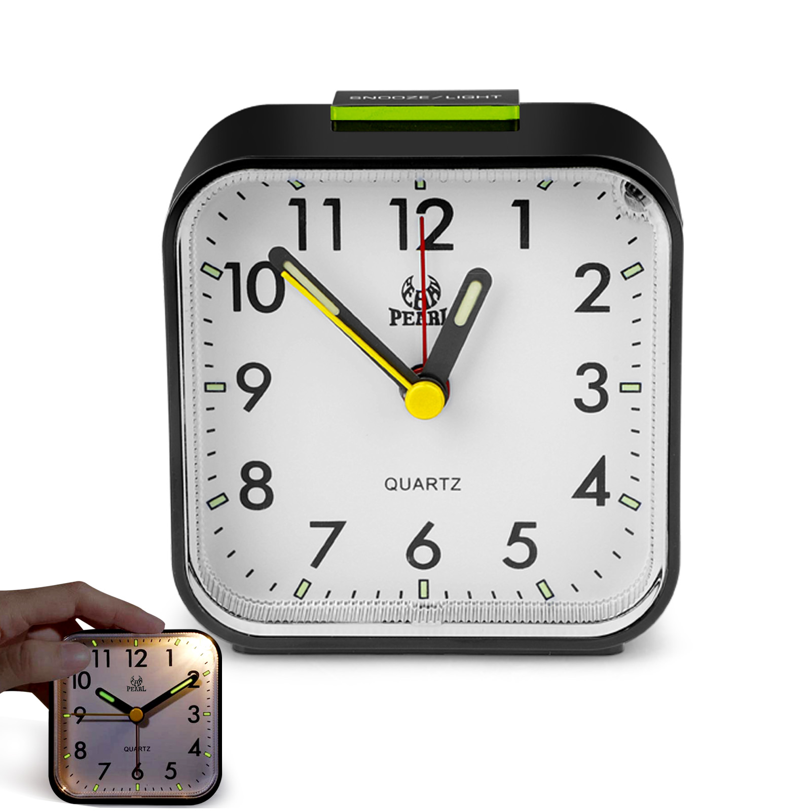 TSV Old-Fashioned Alarm Clock, Mini Battery Operated Analog Alarm Clock Square Travel Portable Alarm Clock, Compact & Lightweight Bedside Clock with Snooze Timed for Teenager, Elderly, Travelers - image 1 of 9