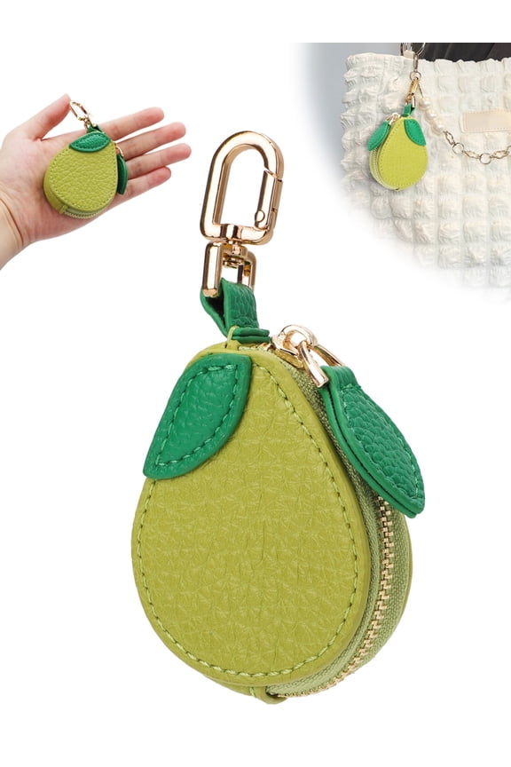 PU Leather Coin Purse Keychain, Cute Mini Zipper Fruit Coin Purse Pouch, Cute Fruit Charm, 5 Styles