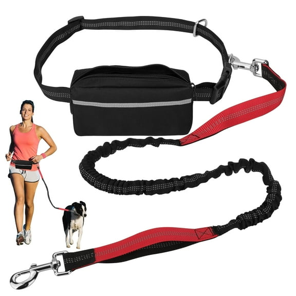 TSV Pet Hands Free Dog Leash, Adjustable 51''-68'' Dog Running Leash Belt Bag for Walking, Running