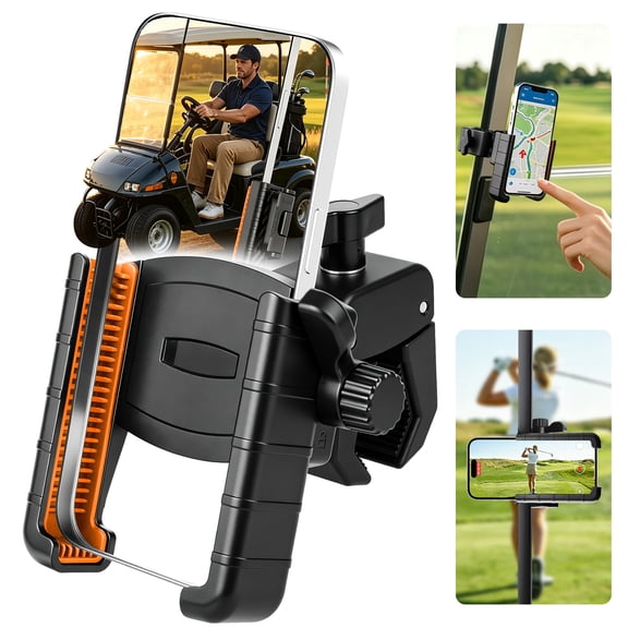 TSV Phone Holder Mount for Golf Cart, Bicycle, Motorcycle, 360 Rotation Universal Clamp Fit for 4.77" iPhone, Galaxy, Pixel