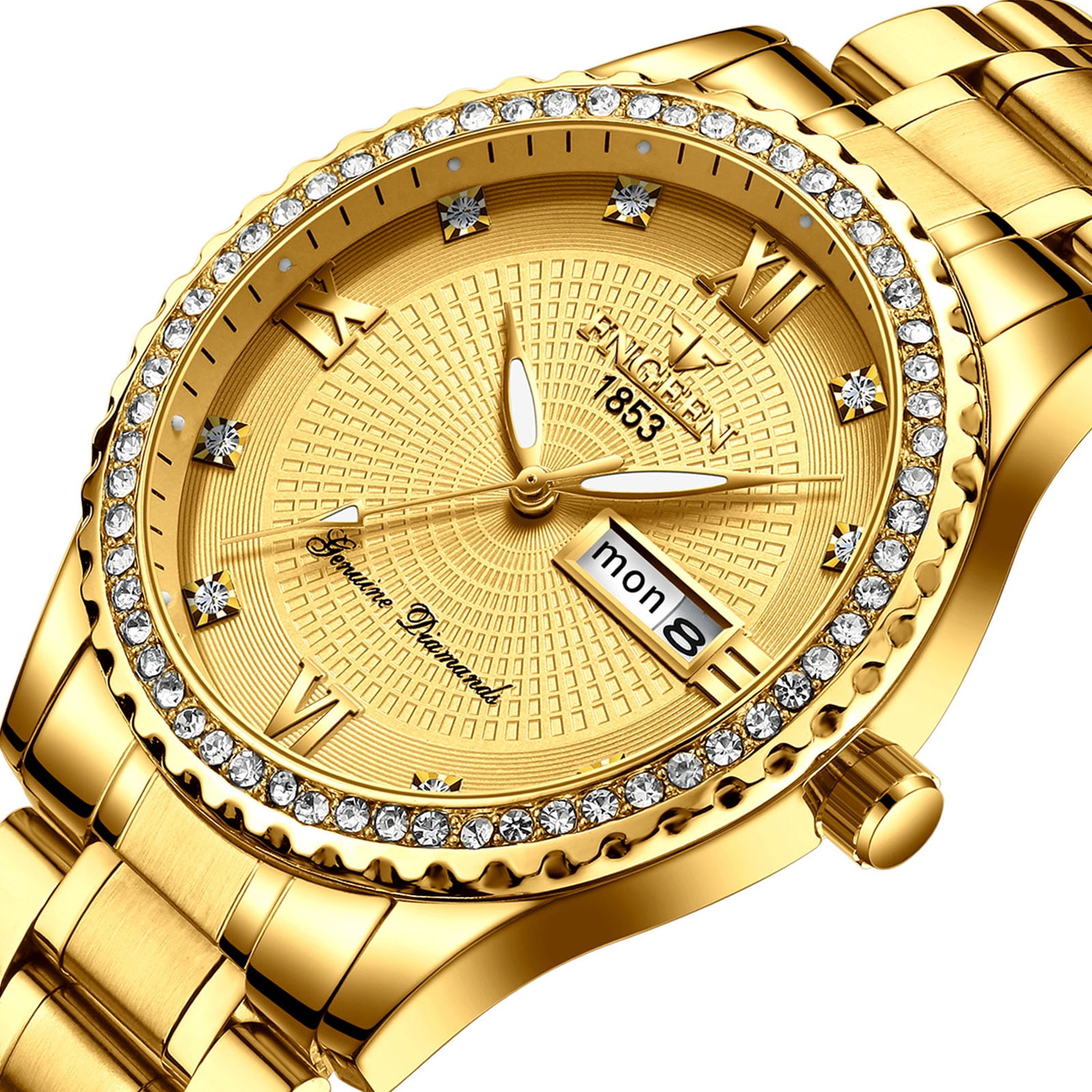 TSV Quartz Watch for Men, Diamond Dress Business Waterproof Wrist Watch ...