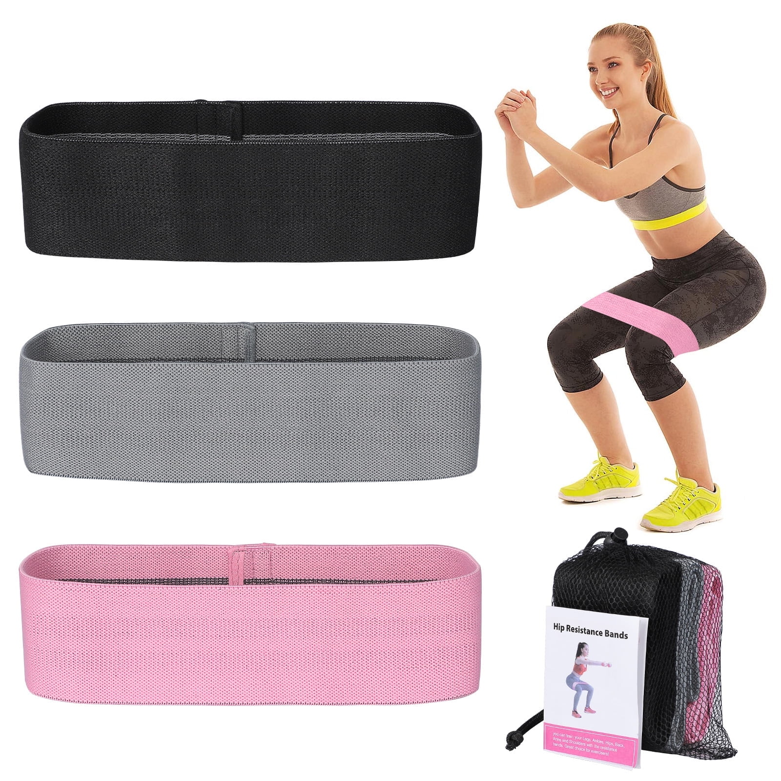 Booty Rubber Resistance Bands Set with Adjustable Waist Belt and Carry Bag Fitness  Workout Legs and