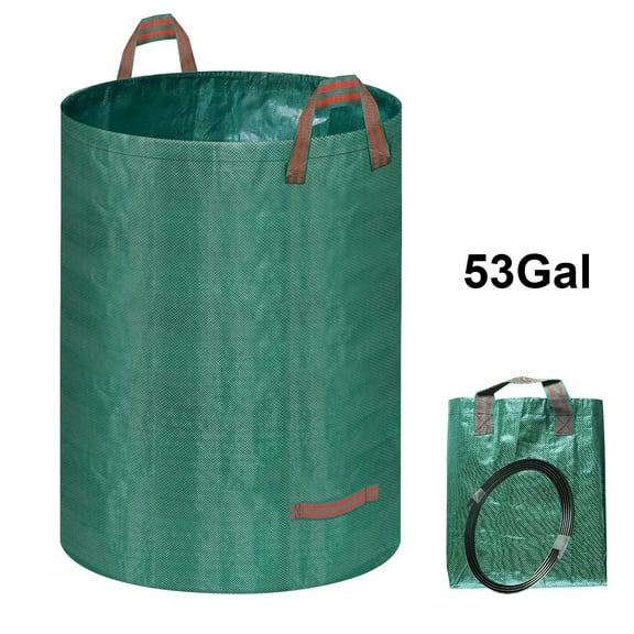 TSV Reusable Yard Waste Bags, 53 Gallon Lawn and Leaf Garden Bags with Reinforced Carry Handles, Heavy Duty Garden Camping Recycling Trash Bags