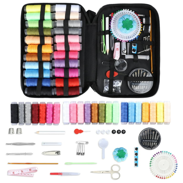 99Pcs Portable Sewing Box Kit Thread Stitches Needles Button Sewing Starter  Kits