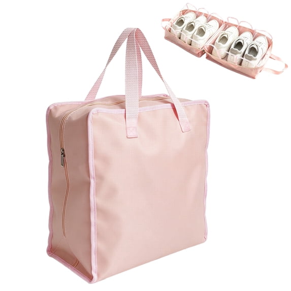 TSV Shoe Bag for Travel, Portable Shoe Storage Organizer, Luggage Shoe Tote Bag for Women and Men, Holds 6 Pairs of Shoes, Pink
