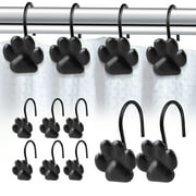 TSV Shower Curtain Hooks, 12pcs Rustproof Cute Paw Print Shower Hooks for Bathroom Curtain Rods