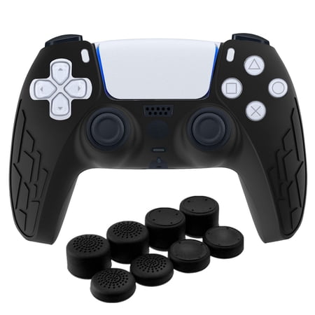 TSV Silicone Cover Case Fit for PS5 DualSense Controller, Soft Protective Skin Fit for PlayStation 5 Controller, Anti-Slip Anti-Sweat Anti-Scratch Grip Shell with 8 Thumb Caps