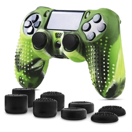 TSV Silicone Cover for PS4, Anti-slip Sweatproof Protector Skin Case Cover Fit for Sony PlayStation 4 PS4/Slim/Pro Controller, Controller Grip Cover Case with 8 Thumbstick Grip Caps