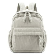 TSV Small Backpack for Women, Corduroy School Bookbag, Lightweight Casual Daypack