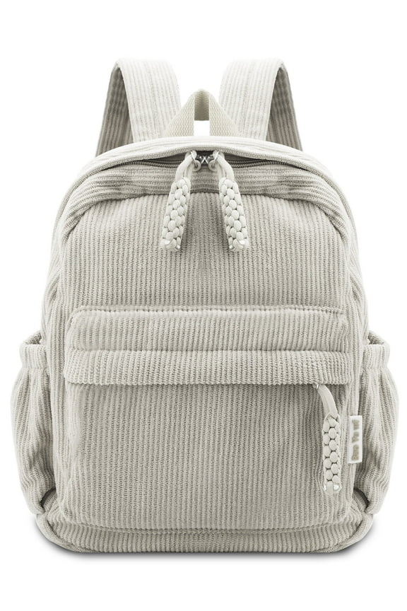 Small Backpack for Women, Corduroy School Bookbag, Lightweight Casual Daypack