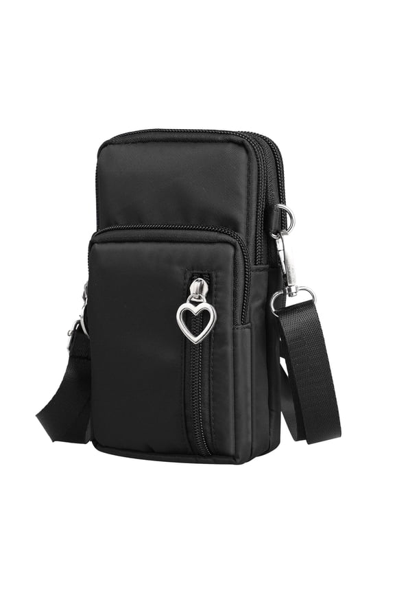 Small Crossbody Cell Phone Pouch Purse for Women, Nylon Waterproof Shoulder Bag with Zipper Pockets, Adjustable Strap