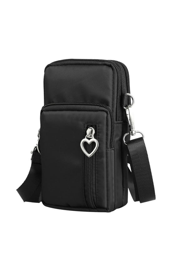 Small Crossbody Cell Phone Pouch Purse for Women, Nylon Waterproof Shoulder Bag with Zipper Pockets, Adjustable Strap