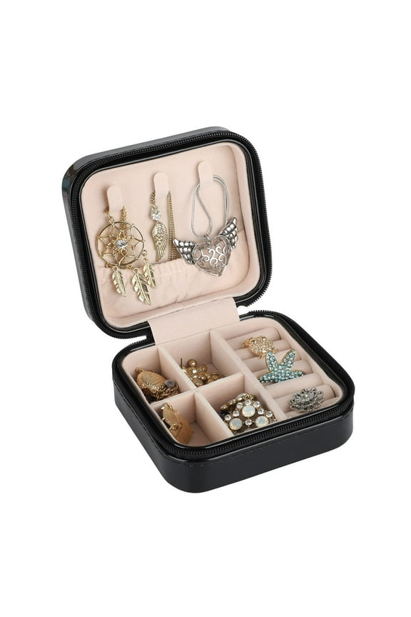 Small Jewelry Box, Portable Travel Jewelry Organizer, Mini Display Case with PU Leather for Girls Women Rings Earrings Necklaces Storage