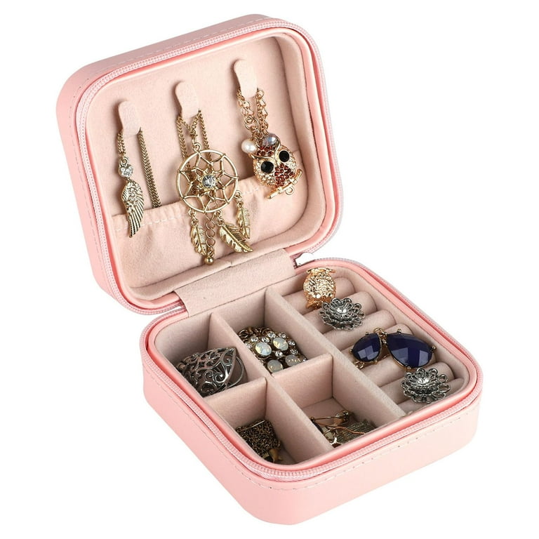 Jewelry Box, Women Portable Travel Jewelry Organizer Box Makeup Cosmetic  Case Storage Bag for Necklace Chain Bracelet Watch Earring Mirror