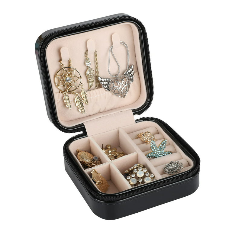 SDLSH Jewelry Box Girls Jewelry Organizer Portable Jewelry Organizer  Leather Storage Box Travel Jewelry Display Gift Case Earring Holder  Jewellery